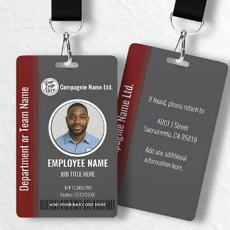 Modern Grey Corporate Employee ID Badge with Photo