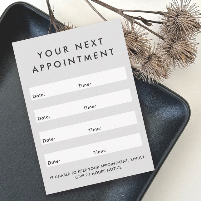 Modern grey custom logo vertical appointment card (Creator Uploaded)