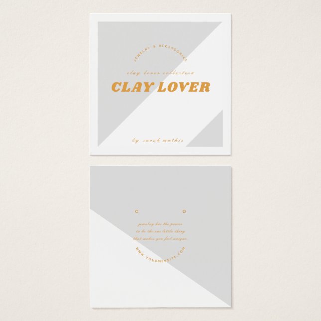 Modern Grey Earring Jewellery Display Card (Front & Back)