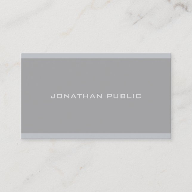 Modern Grey Elegant Simple Plain Professional Business Card (Front)