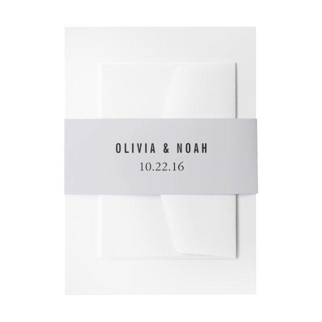 Modern Grey Elegant Wedding Invitation Belly Band (Front Example)