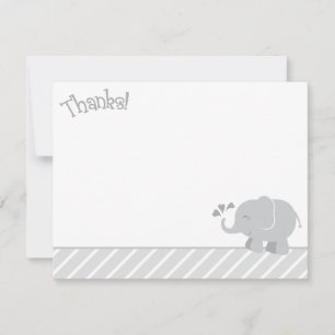 Modern Grey Elephant Baby Shower Note Card