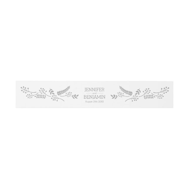 Modern Grey Foliage Invitation Belly Band (Flat)