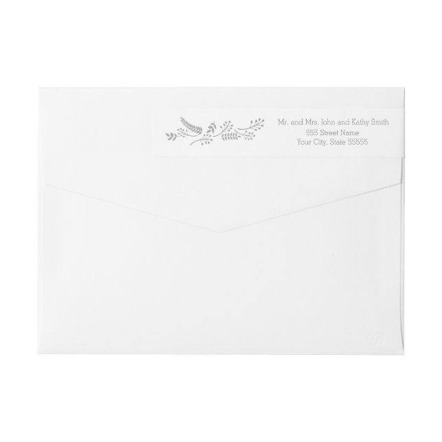 Modern Grey Foliage Return Address label (Back)