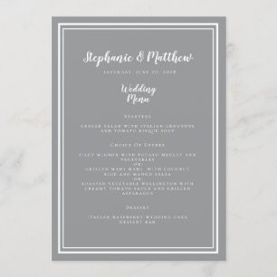 Modern Grey Formal Wedding Menu Simple Framed