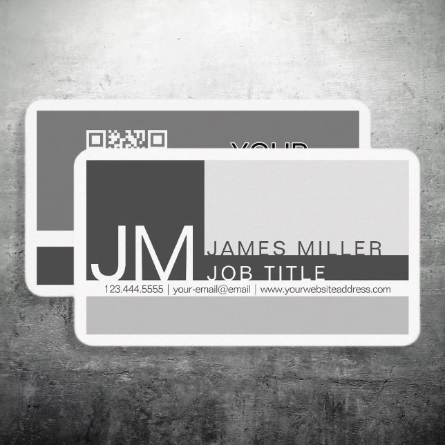 Modern Grey Geometric Dark Grey White Business Card (Creator Uploaded)