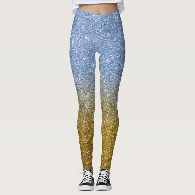 Modern Grey Glitter Sparkles Leggings (Front)