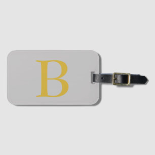 Modern Grey Gold Colour Monogram Add Name Initial Luggage Tag