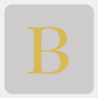 Modern Grey Gold Colour Monogram Add Name Initial Square Sticker