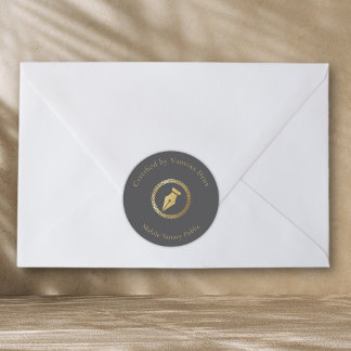 Modern Grey & Gold Notary Seal Certified by