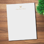 Modern Grey Gold Script Monogram Letterhead<br><div class="desc">A modern,  elegant monogram design with gold handwritten minimalist script typography and sans serif block typography on an elegant pale pastel grey background. The monogram and name can be easily personalized.</div>