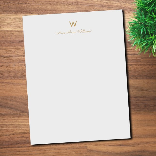 Modern Grey Gold Script Monogram Letterhead (Creator Uploaded)