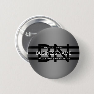 Modern Grey Gradient & Horizontal Black Stripes 2 Inch Round Button