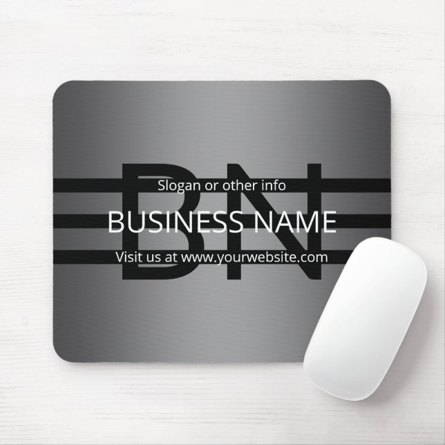 Modern Grey Gradient & Horizontal Black Stripes Mouse Pad (With Mouse)