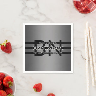 Modern Grey Gradient & Horizontal Black Stripes Napkin