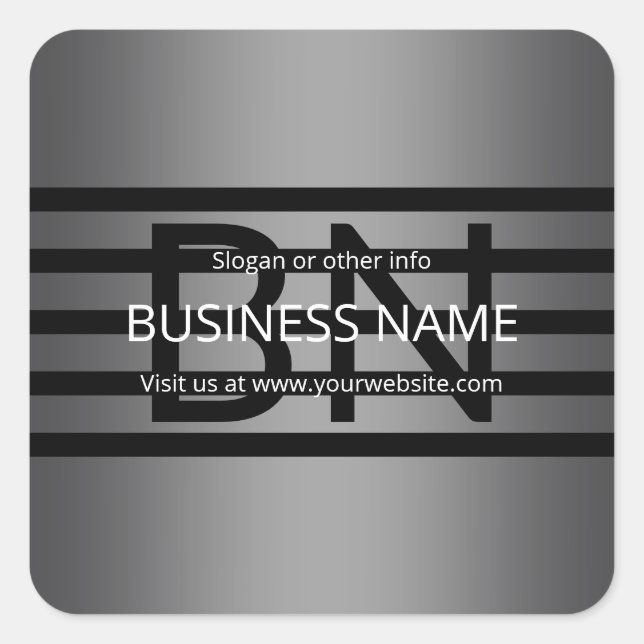 Modern Grey Gradient & Horizontal Black Stripes Square Sticker (Front)