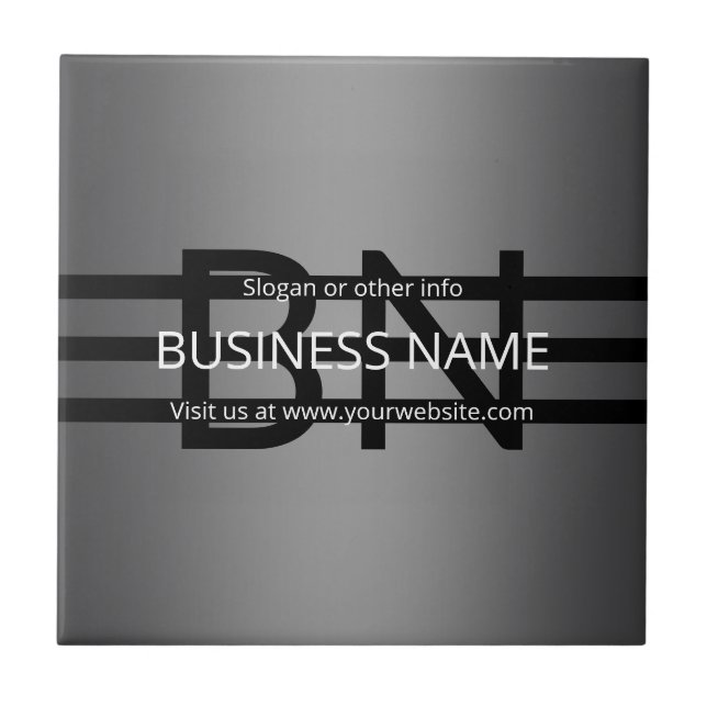 Modern Grey Gradient & Horizontal Black Stripes Tile (Front)