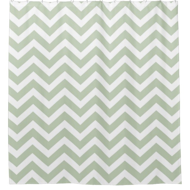 Modern Grey/Green and White Chevron Striped (Front)