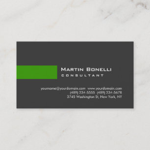 Modern Grey Green Simple Consultant Business Card