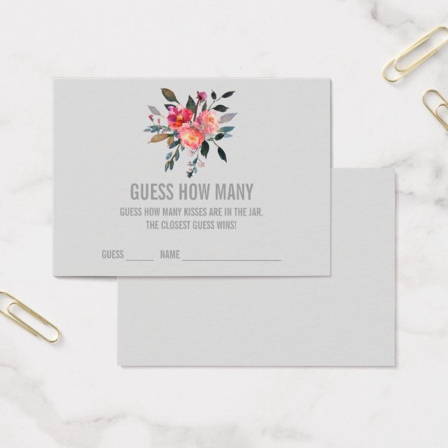 Modern Grey Guess How Many Kisses Game Cards (Office)