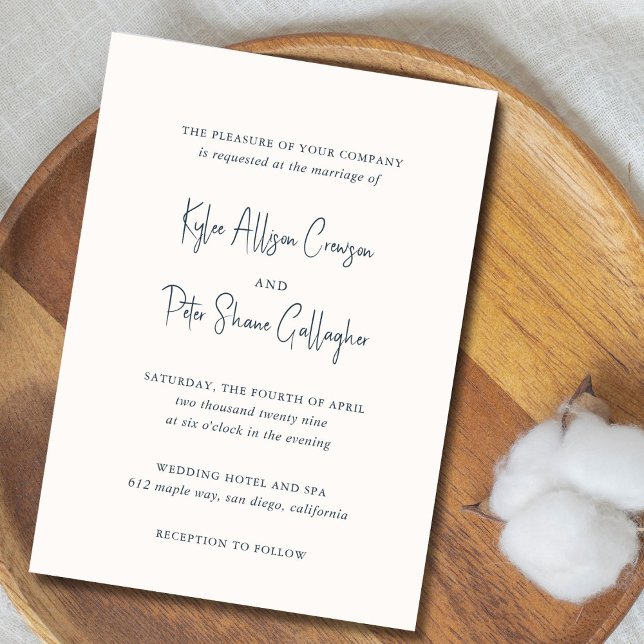 Modern Grey Handwritten Script Elegant Wedding Invitation (Creator Uploaded)
