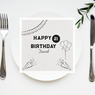  Modern Grey Happy birthday Any year Custom  Napkin