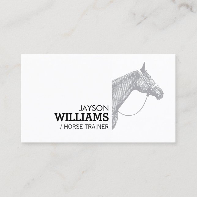 Modern Grey Horse Motif Business Card (Front)