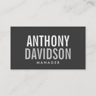 Modern Grey Huge Bold Text Business Card