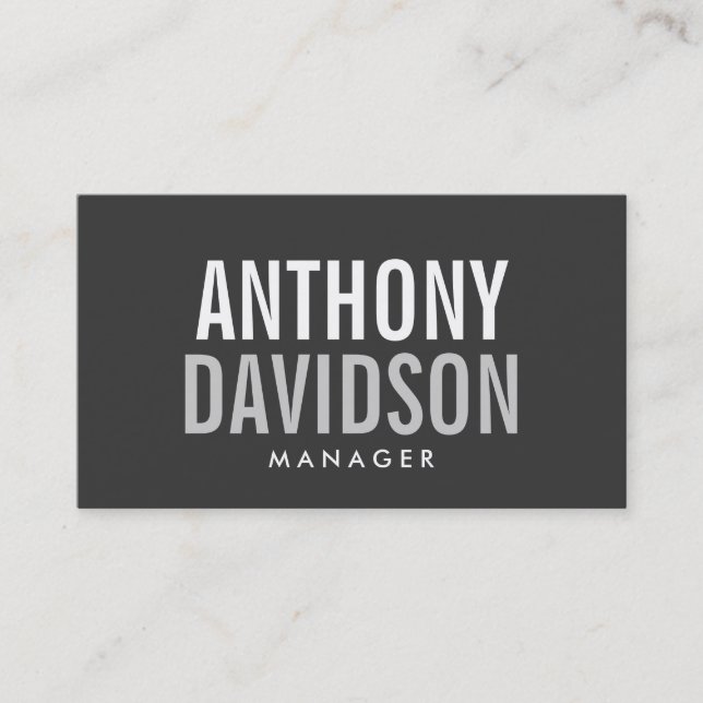 Modern Grey Huge Bold Text Business Card (Front)