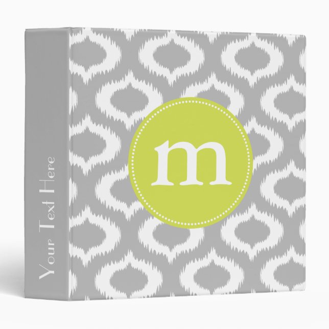 Modern Grey Ikat Diamonds Personalized Binder (Front/Spine)