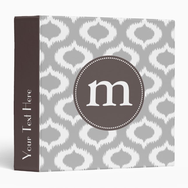 Modern Grey Ikat Diamonds Personalized Binder (Front/Spine)