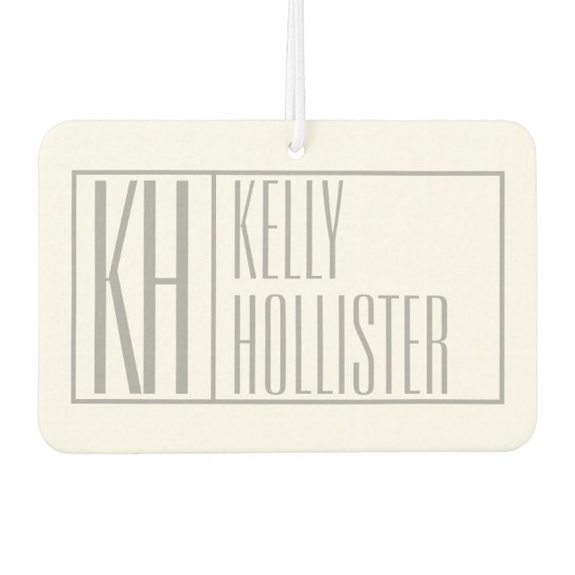 Modern Grey Initials & Name Logo Air Freshener (Front)