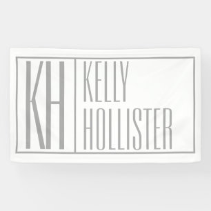 Modern Grey Initials & Name Logo Banner