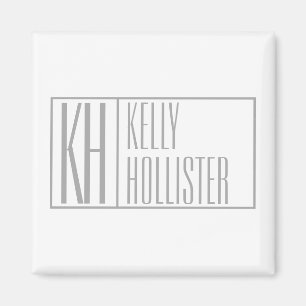 Modern Grey Initials & Name Logo Magnet
