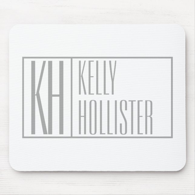 Modern Grey Initials & Name Logo Mouse Pad (Front)