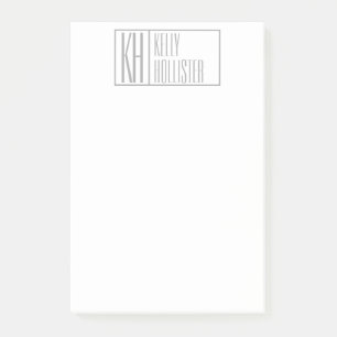 Modern Grey Initials & Name Logo Post-it Notes