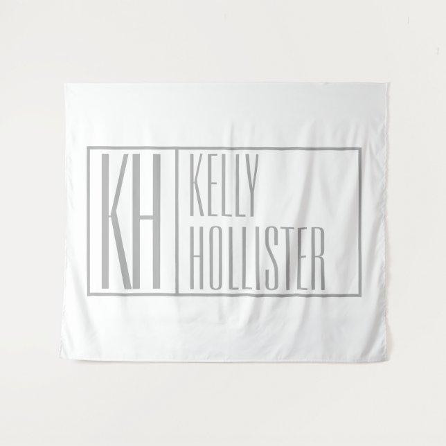 Modern Grey Initials & Name Logo Tapestry (Front (Horizontal))