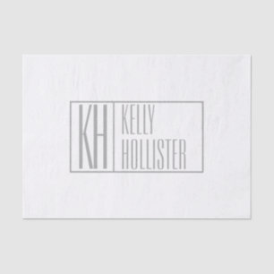 Modern Grey Initials & Name Logo Tissue Paper