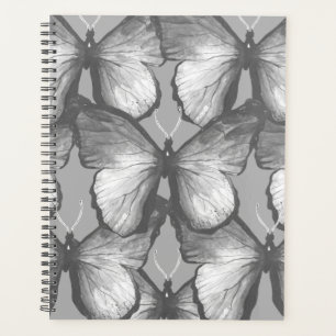 Modern Grey Layered Pattern Watercolor Butterfly Planner