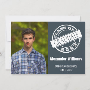Modern Grey Male Photo Graduation Party  Invitation
