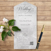 Modern Grey Marble Minimal QR Code