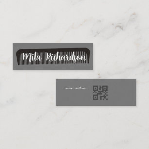 Modern Grey Minimal Hairdressers Mini Business Card