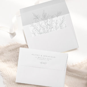 Modern Grey Minimal Leaves Envelope