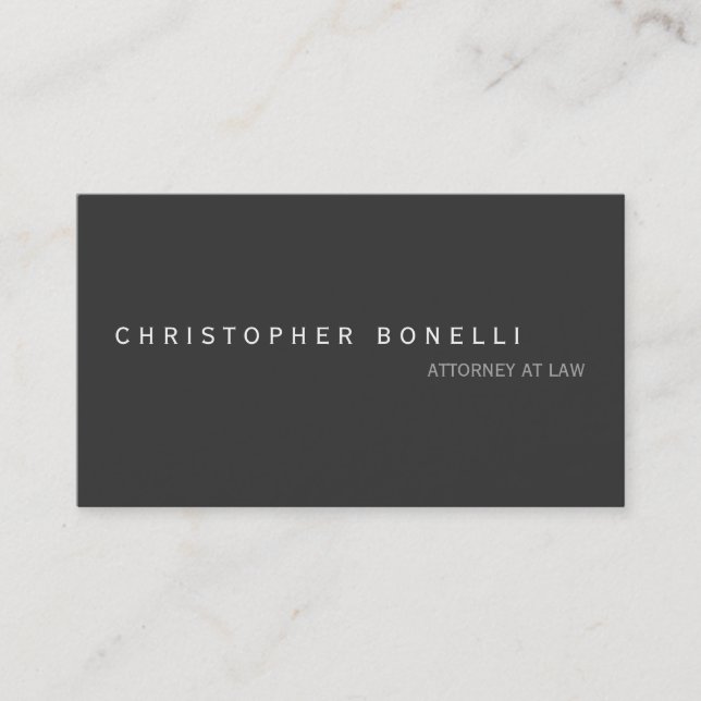 Modern Grey Minimal Simple Plain Business Card (Front)