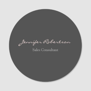 Modern Grey Misty Rose Plain Unique Name Tag