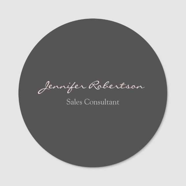 Modern Grey Misty Rose Plain Unique Name Tag (Front)