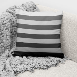 Modern Grey Monochrome Colour Block Striped Throw Pillow