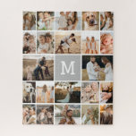 Modern Grey Monogram 22 Photo Collage Jigsaw Puzzle<br><div class="desc">Personalized picture puzzle tailored with 22 frames to encapsulate your cherished moments and beautifully enhanced with your initials in a stylish grey box.</div>