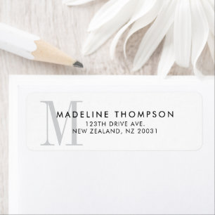Modern Grey Monogram Address