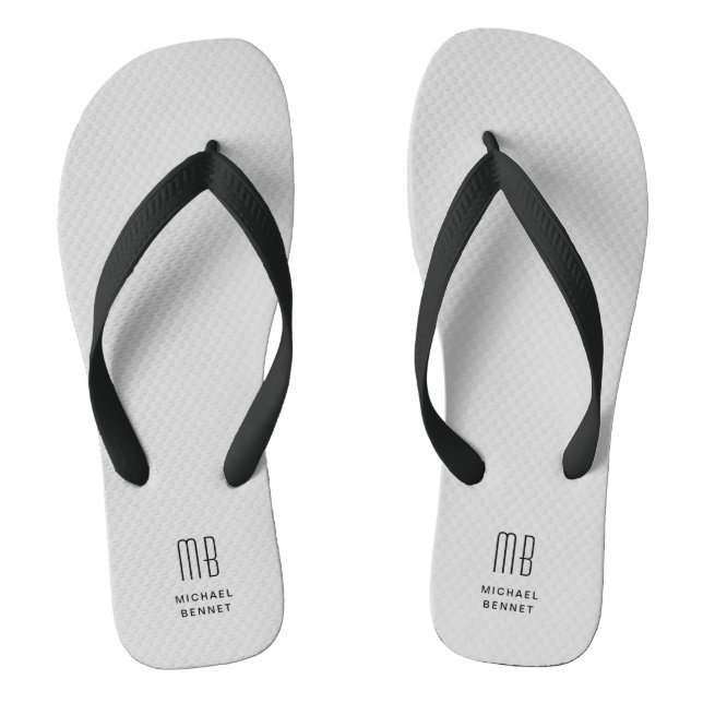 Modern Grey Monogram  Flip Flops (Footbed)
